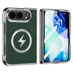 For iPhone Fold Magnetic Case Leather + PC Phone Protective Cover Built-in Screen Protector