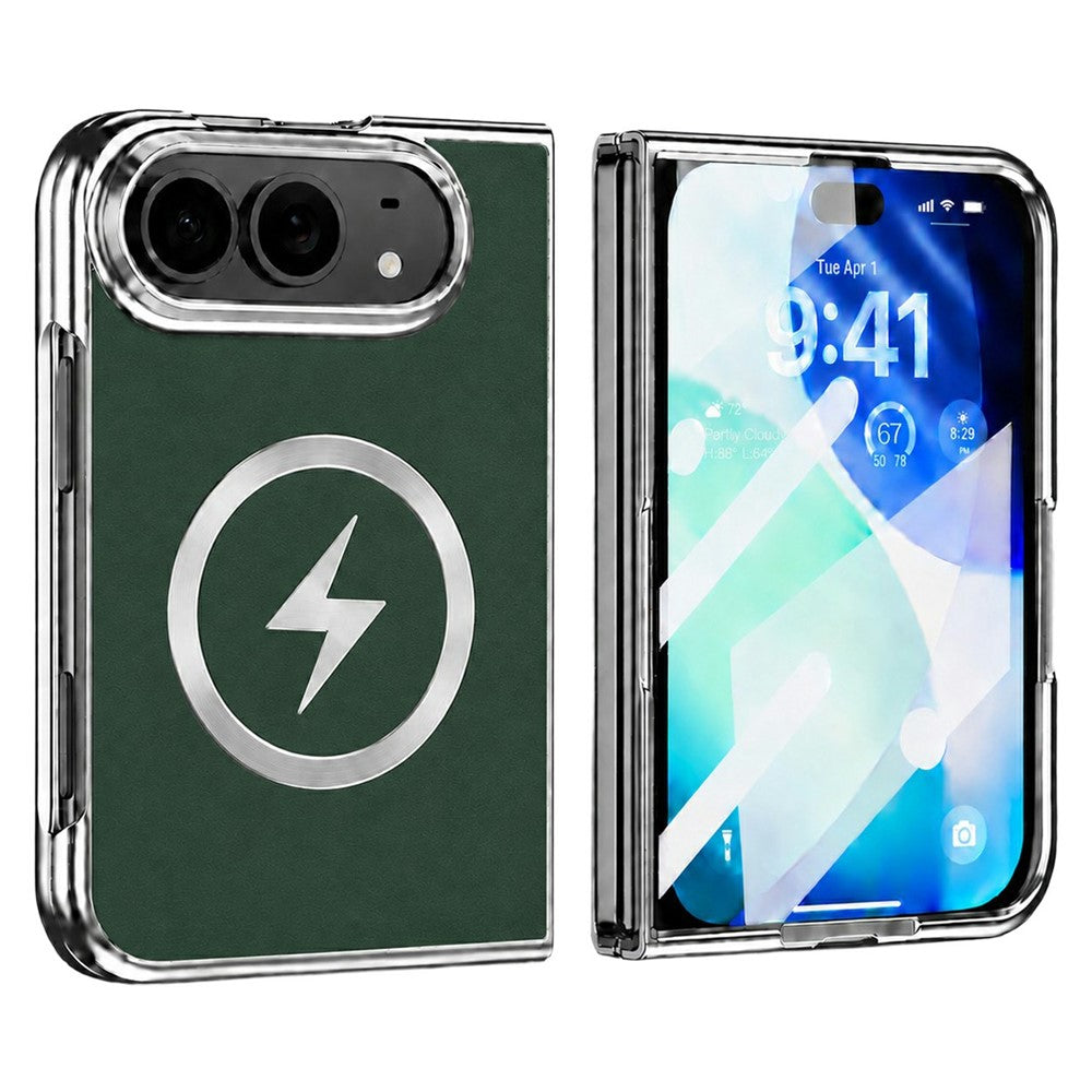 For iPhone Fold Magnetic Case Leather + PC Phone Protective Cover Built-in Screen Protector