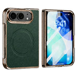 For iPhone Fold Magnetic Case with Tempered Glass Flim Litchi Texture Leather + PC Phone Cover