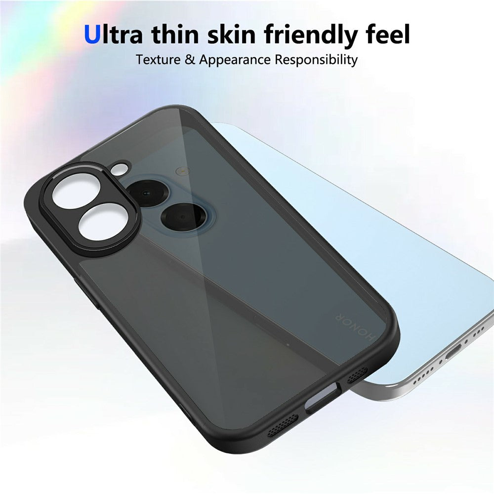 For Honor X7e 4G Matte Phone Case Semi-transparent Black Skin-friendly TPU PC Cover