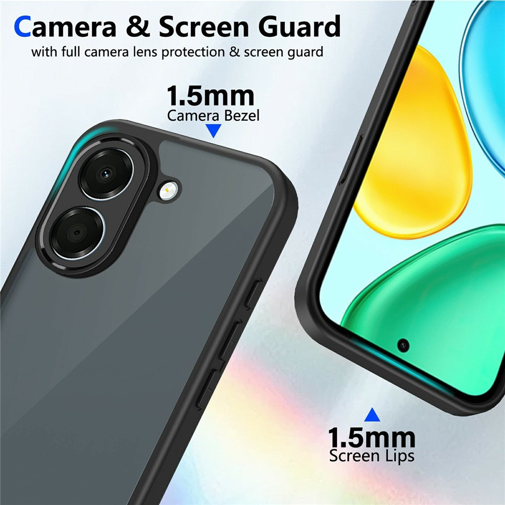 For Honor X7e 4G Matte Phone Case Semi-transparent Black Skin-friendly TPU PC Cover