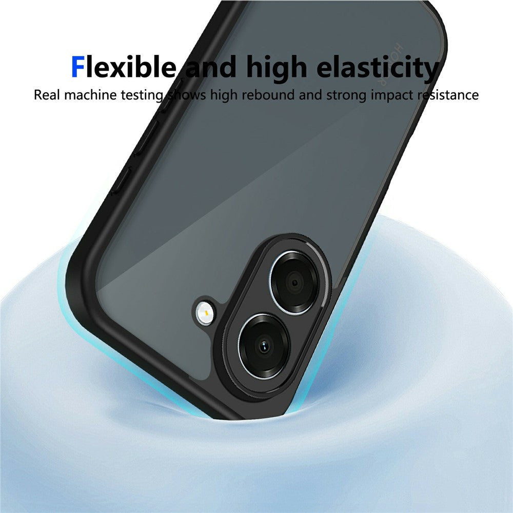 For Honor X7e 4G Matte Phone Case Semi-transparent Black Skin-friendly TPU PC Cover