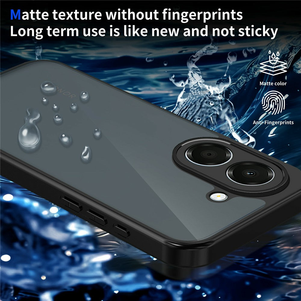 For Honor X7e 4G Matte Phone Case Semi-transparent Black Skin-friendly TPU PC Cover