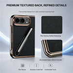 For iPhone Fold Case with Tempered Glass Flim / Stylus, Electroplating Leather + PC Phone Cover