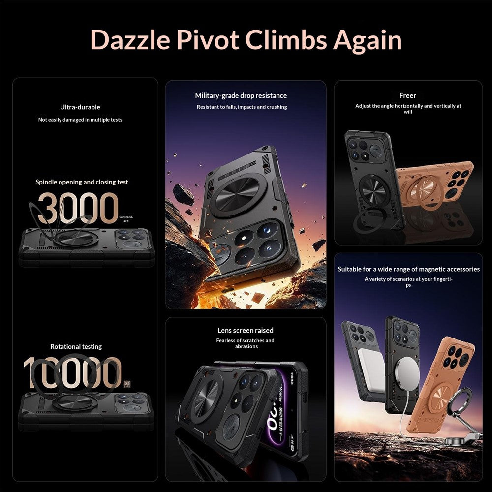 For Xiaomi Redmi K100 Pro Max 5G Magnetic Case 360° Rotating Ring Kickstand TPU Phone Cover