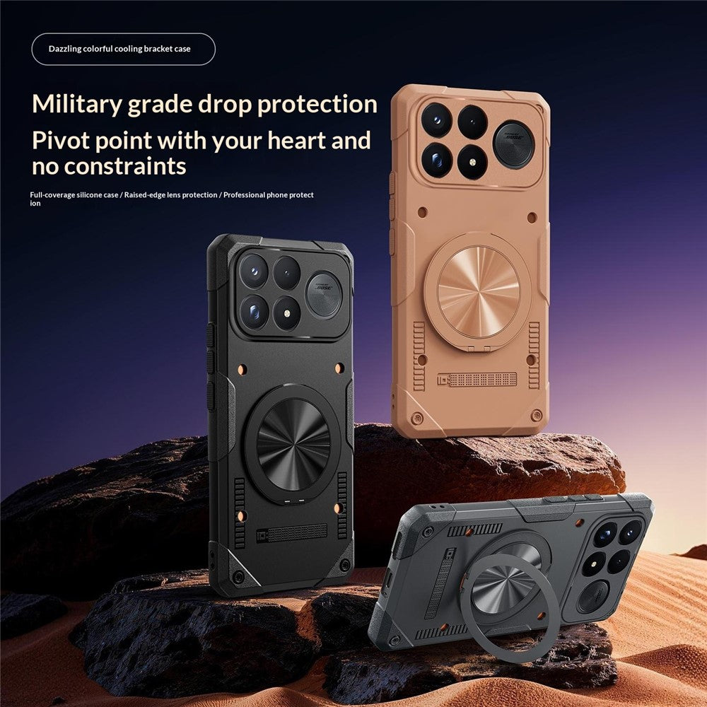 For Xiaomi Redmi K100 Pro Max 5G Magnetic Case 360° Rotating Ring Kickstand TPU Phone Cover
