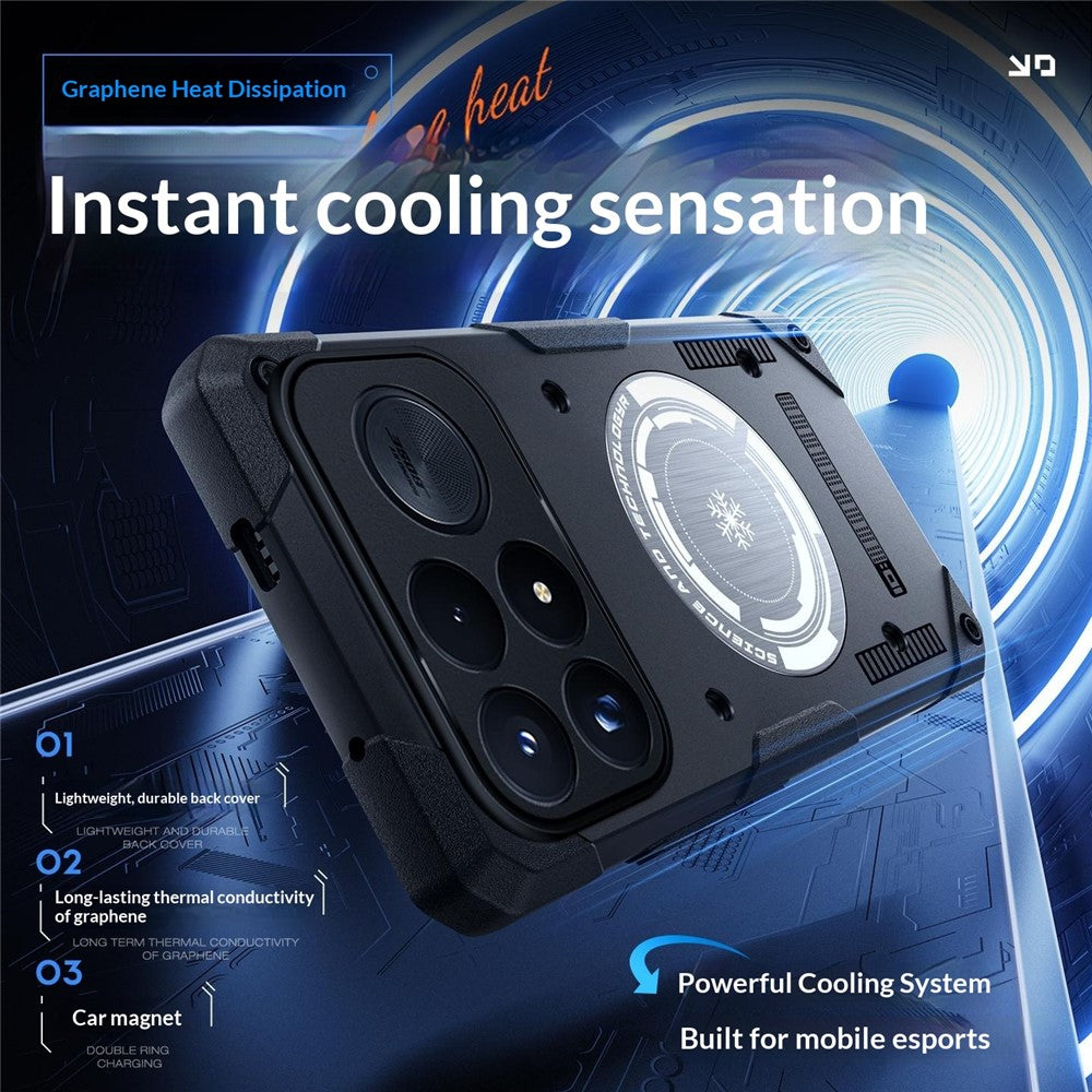 For Xiaomi Redmi K100 Pro 5G Case Graphene Cooling TPU + PC Armor Shockproof Phone Cover
