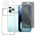 For iPhone 18 Pro Case Anti-Drop TPU Phone Cover + Privacy Tempered Glass Film + Camera Lens Protector