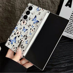 For Samsung Galaxy Z Fold7 5G Case Butterfly Pattern Printing Transparent PC Magnetic Hinge Shockproof Phone Cover