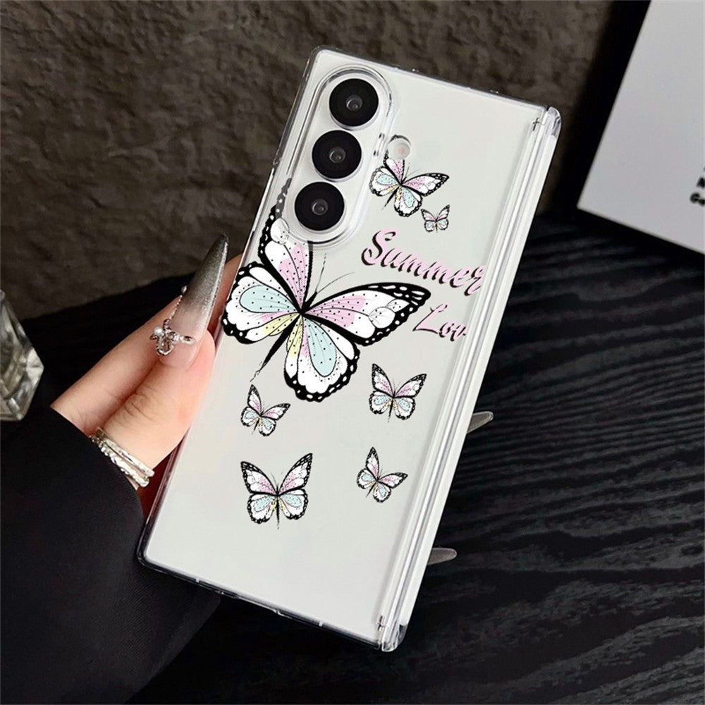 For Samsung Galaxy Z Fold7 5G Case Butterfly Pattern Printing Transparent PC Magnetic Hinge Shockproof Phone Cover