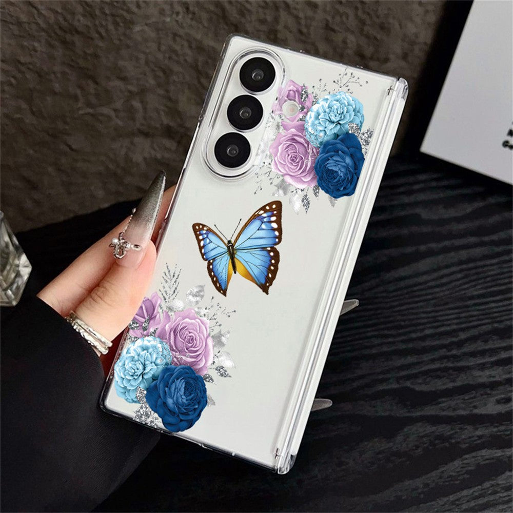 For Samsung Galaxy Z Fold7 5G Case Butterfly Pattern Printing Transparent PC Magnetic Hinge Shockproof Phone Cover