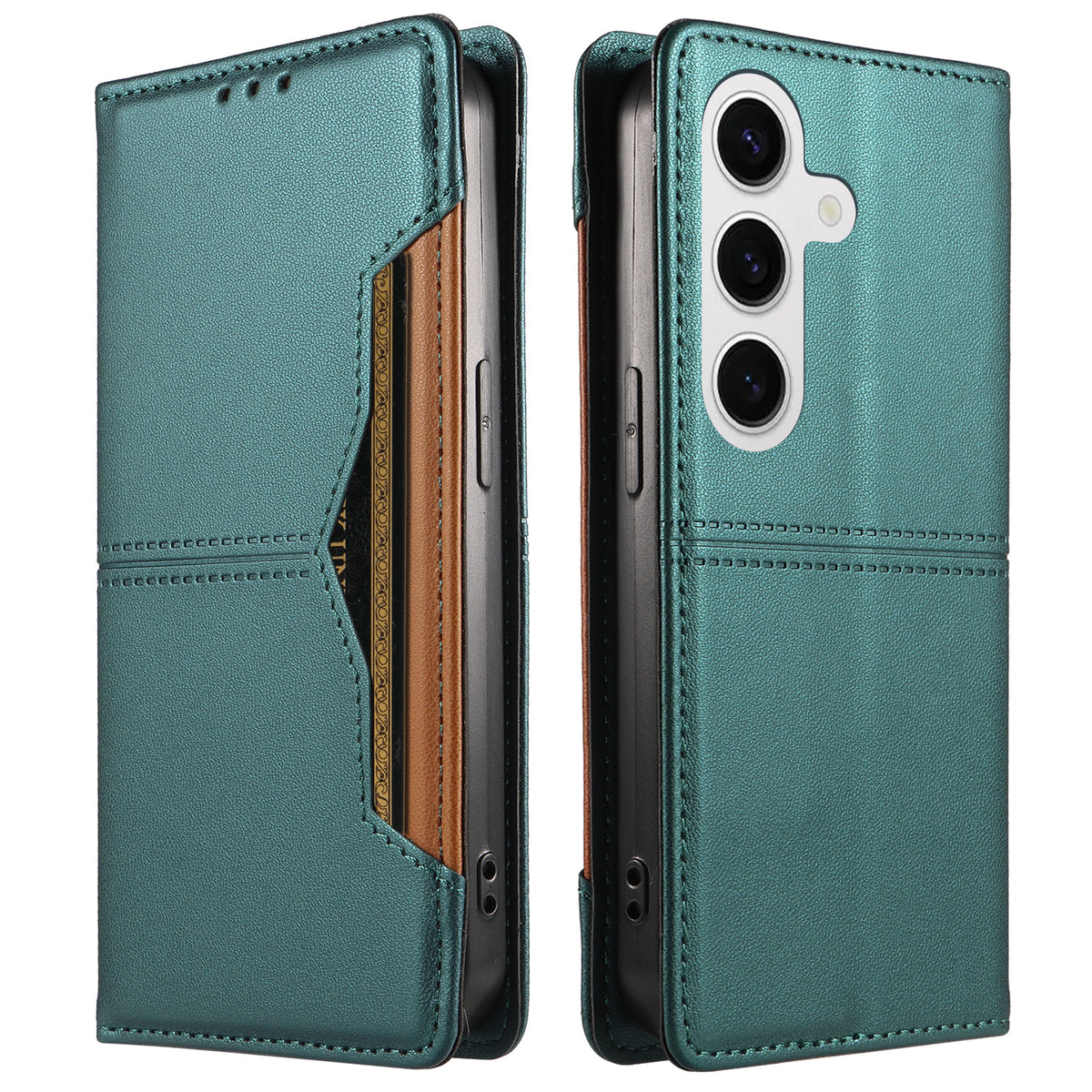 For Samsung Galaxy S24+ / Galaxy S25+ Wallet Case External Card Slot Magnetic Closing Leather Phone Cover
