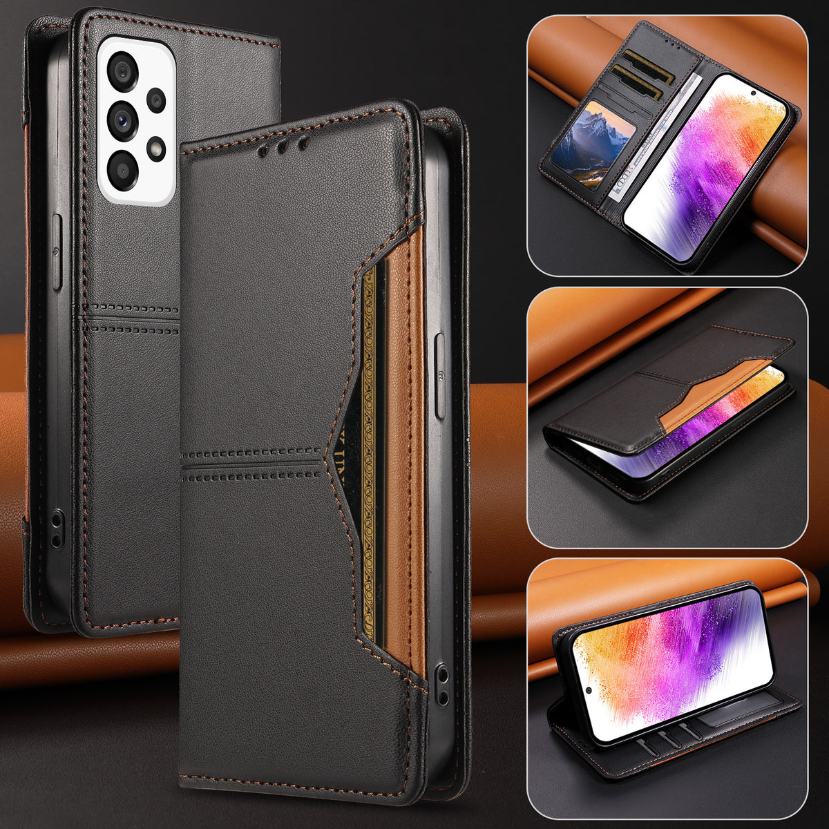 For Samsung Galaxy A73 5G Wallet Case External Card Slot Magnetic Closing Leather Phone Cover
