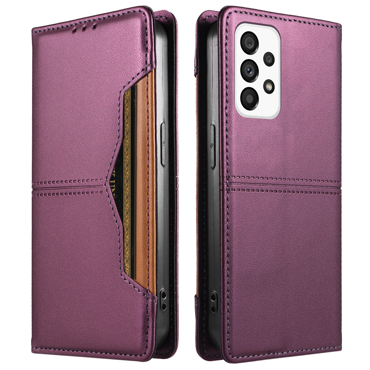 For Samsung Galaxy A73 5G Wallet Case External Card Slot Magnetic Closing Leather Phone Cover