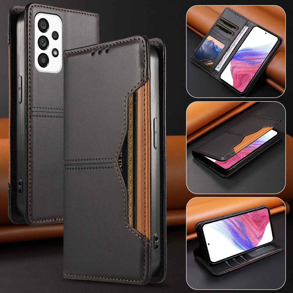 For Samsung Galaxy A53 5G Wallet Case External Card Slot Magnetic Closing Leather Phone Cover