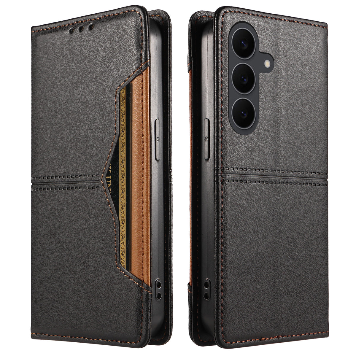 For Samsung Galaxy S24 FE Wallet Case External Card Slot Magnetic Closing Leather Phone Cover