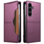 Plånboksfodral för Samsung Galaxy S24 FE med externt kortfack, magnetisk stängning, läderfodral