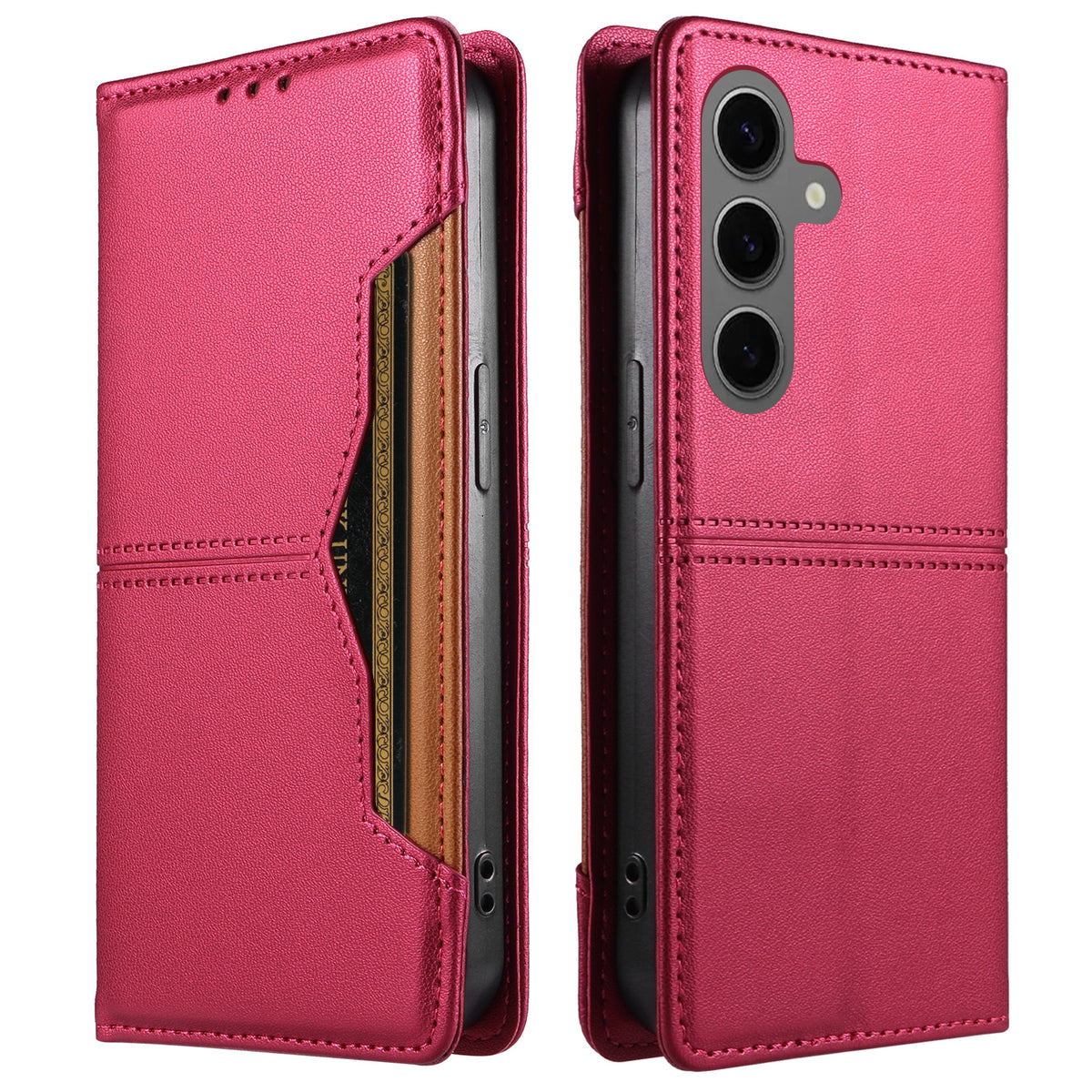 For Samsung Galaxy S24 / Galaxy S25 Wallet Case External Card Slot Magnetic Closing Leather Phone Cover