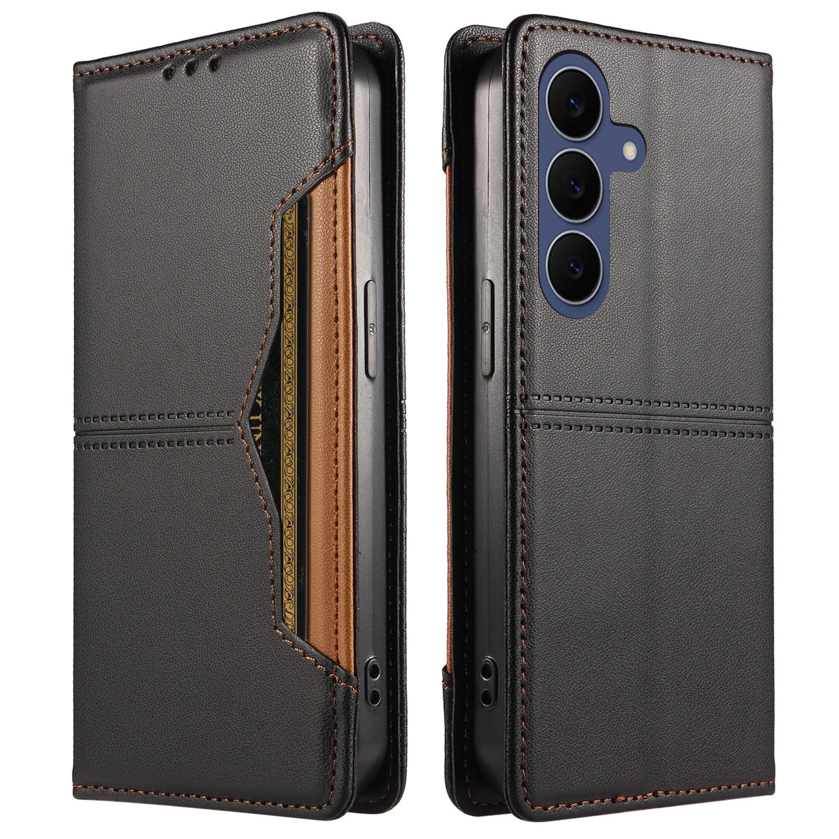 Samsung Galaxy S26 FE Plånboksfodral med externt kortfack Magnetiskt stängande läderfodral