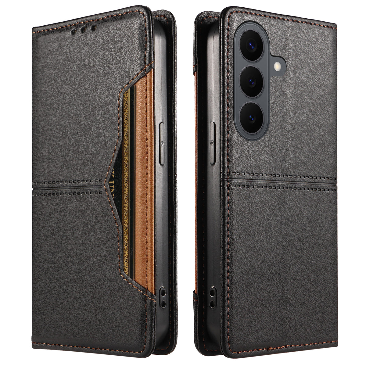 For Samsung Galaxy S26+ Wallet Case External Card Slot Magnetic Closing Leather Phone Cover