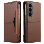 Plånboksfodral för Samsung Galaxy S26+ med externt kortfack, magnetisk stängning, läderfodral