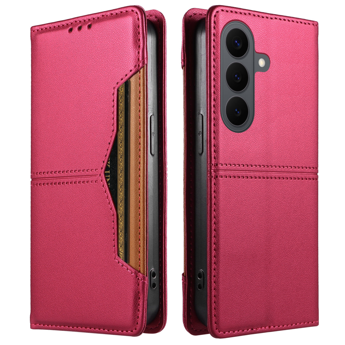 For Samsung Galaxy S26+ Wallet Case External Card Slot Magnetic Closing Leather Phone Cover