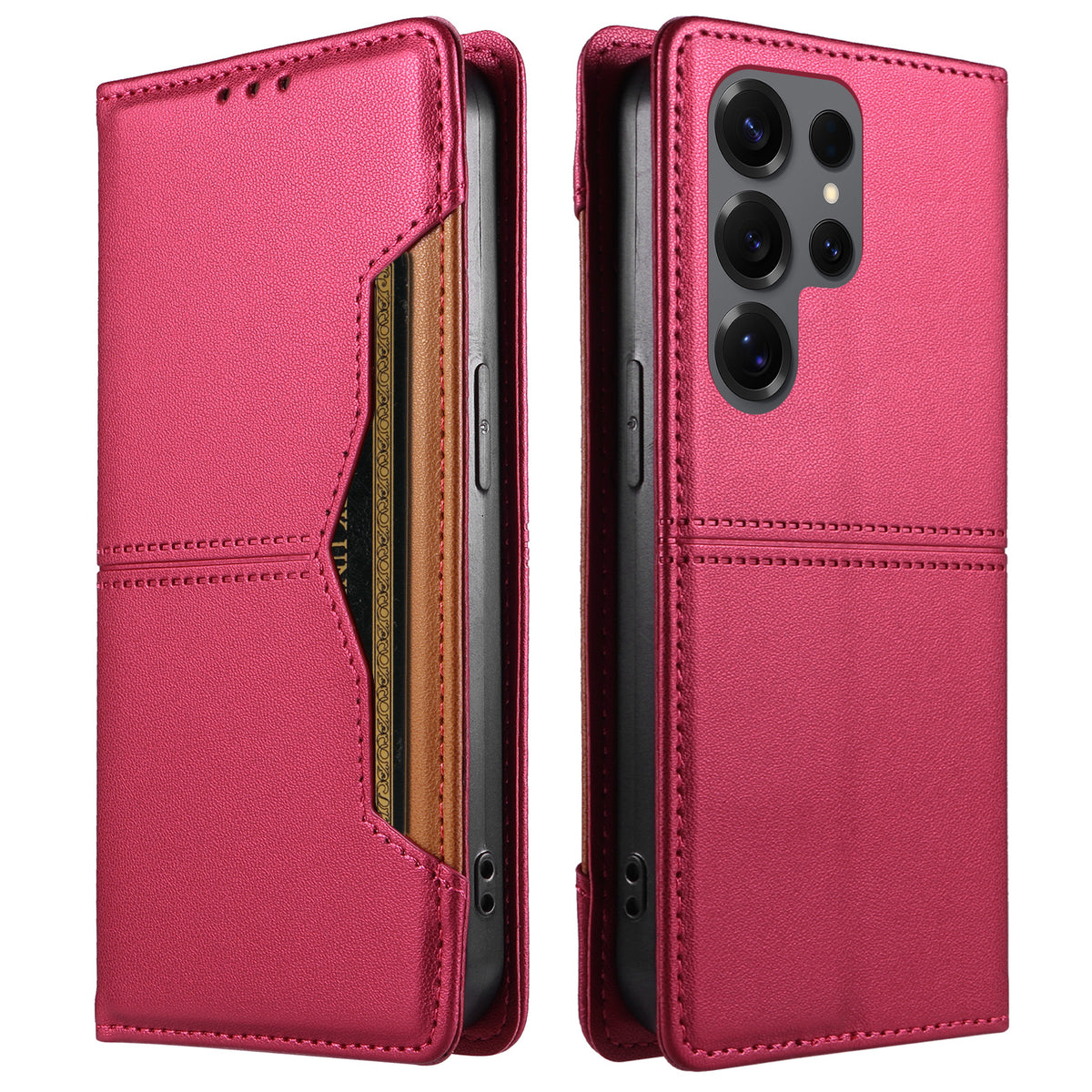For Samsung Galaxy S25 Ultra Wallet Case External Card Slot Magnetic Closing Leather Phone Cover