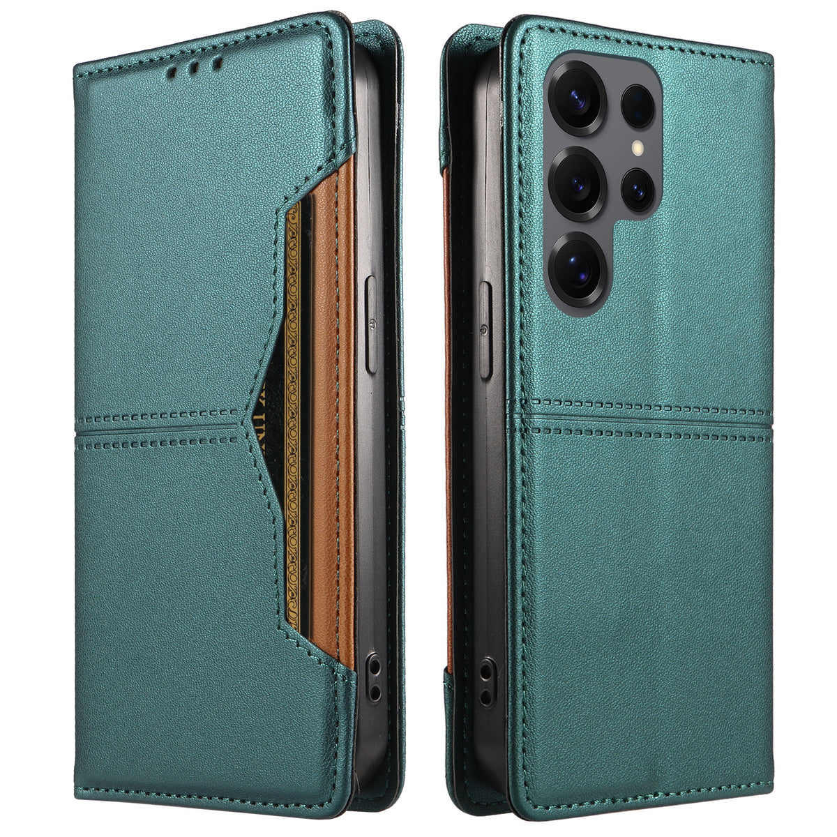 For Samsung Galaxy S25 Ultra Wallet Case External Card Slot Magnetic Closing Leather Phone Cover