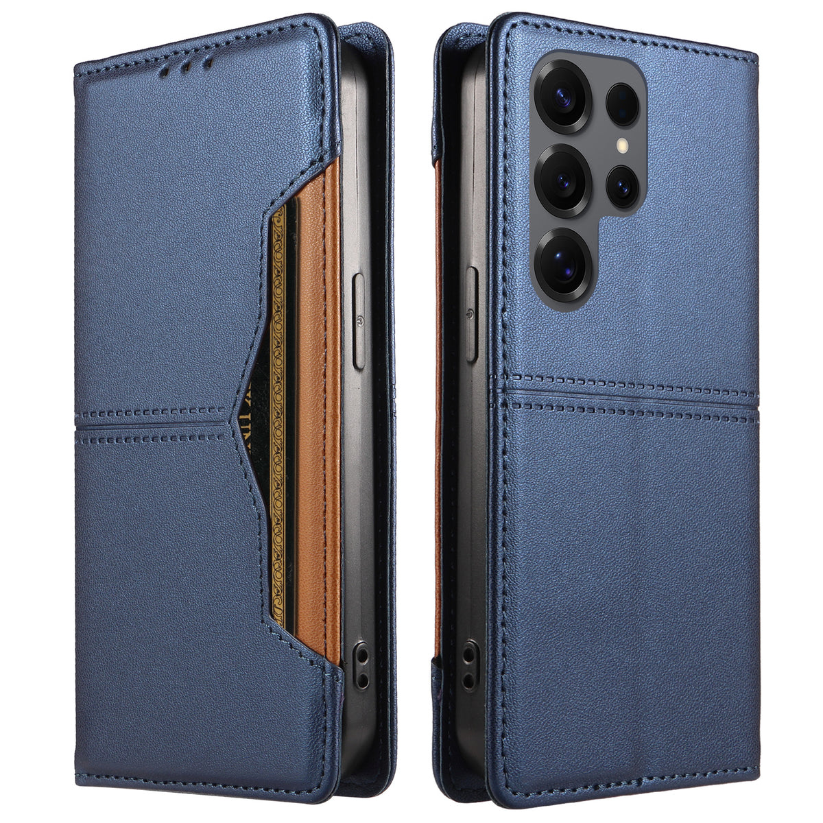 For Samsung Galaxy S25 Ultra Wallet Case External Card Slot Magnetic Closing Leather Phone Cover