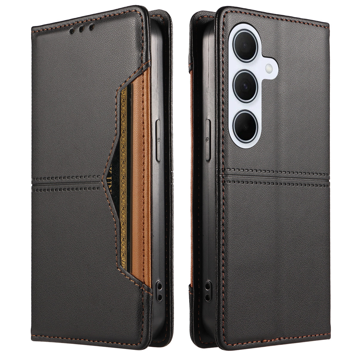 For Samsung Galaxy A55 5G Wallet Case External Card Slot Magnetic Closing Leather Phone Cover