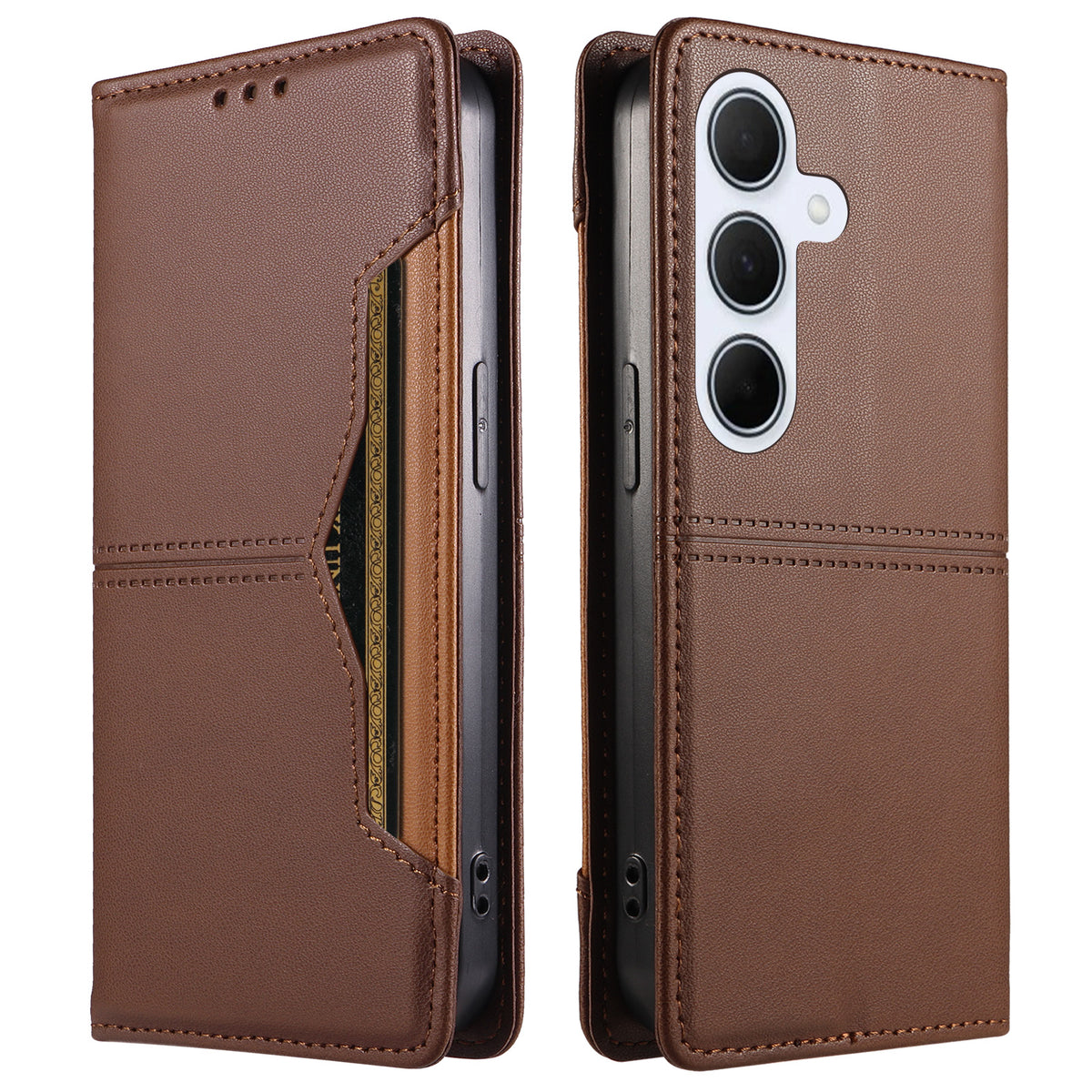 For Samsung Galaxy A55 5G Wallet Case External Card Slot Magnetic Closing Leather Phone Cover