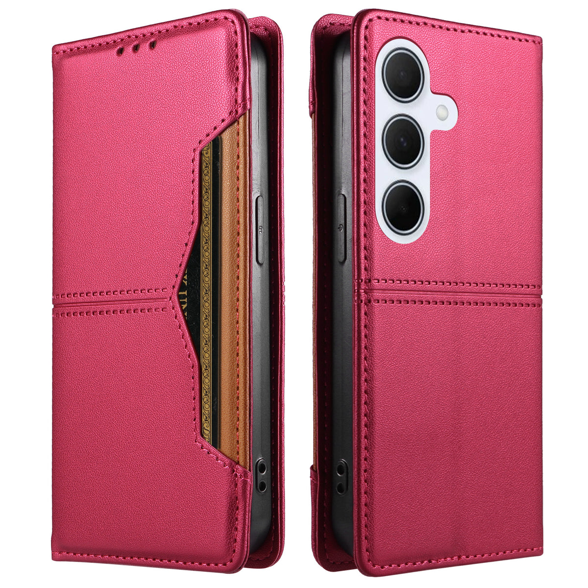 For Samsung Galaxy A55 5G Wallet Case External Card Slot Magnetic Closing Leather Phone Cover