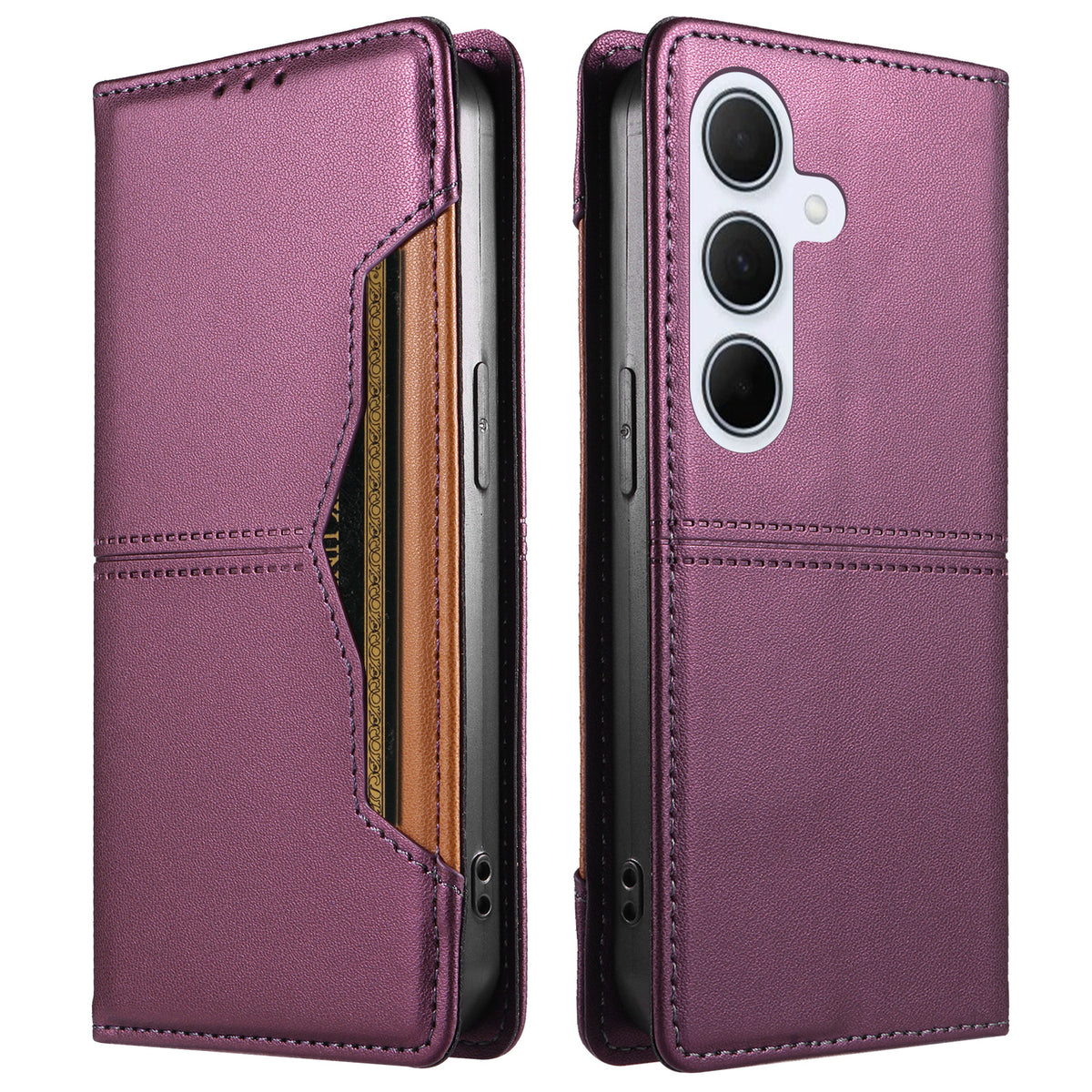 For Samsung Galaxy A55 5G Wallet Case External Card Slot Magnetic Closing Leather Phone Cover
