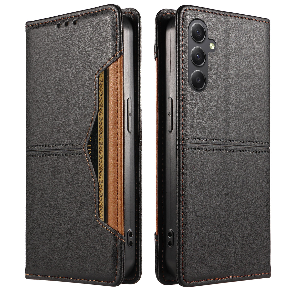 For Samsung Galaxy A34 5G Wallet Case External Card Slot Magnetic Closing Leather Phone Cover