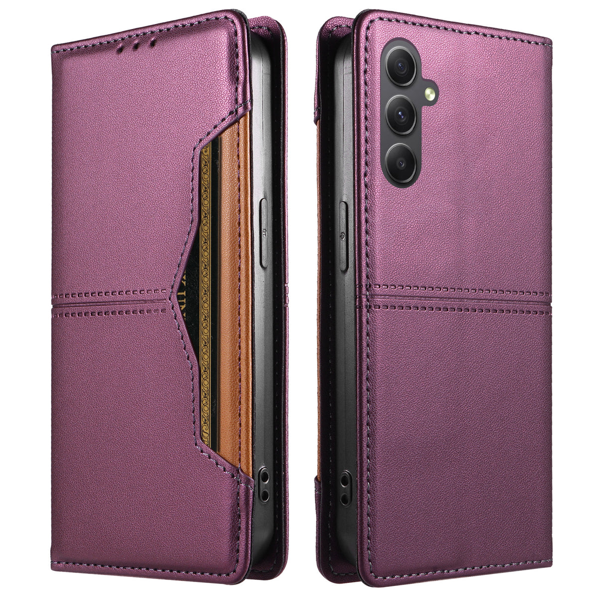 For Samsung Galaxy A34 5G Wallet Case External Card Slot Magnetic Closing Leather Phone Cover