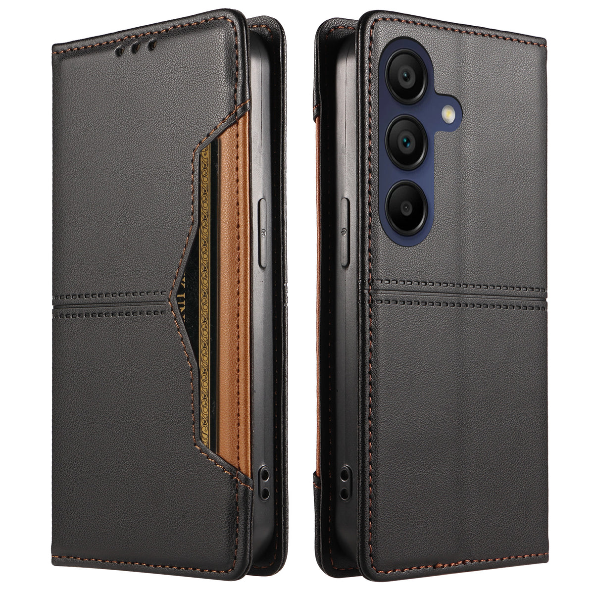 Samsung Galaxy A15 5G / Galaxy A15 4G Plånboksfodral Extern kortplats Magnetiskt stängande Lädermobilskal