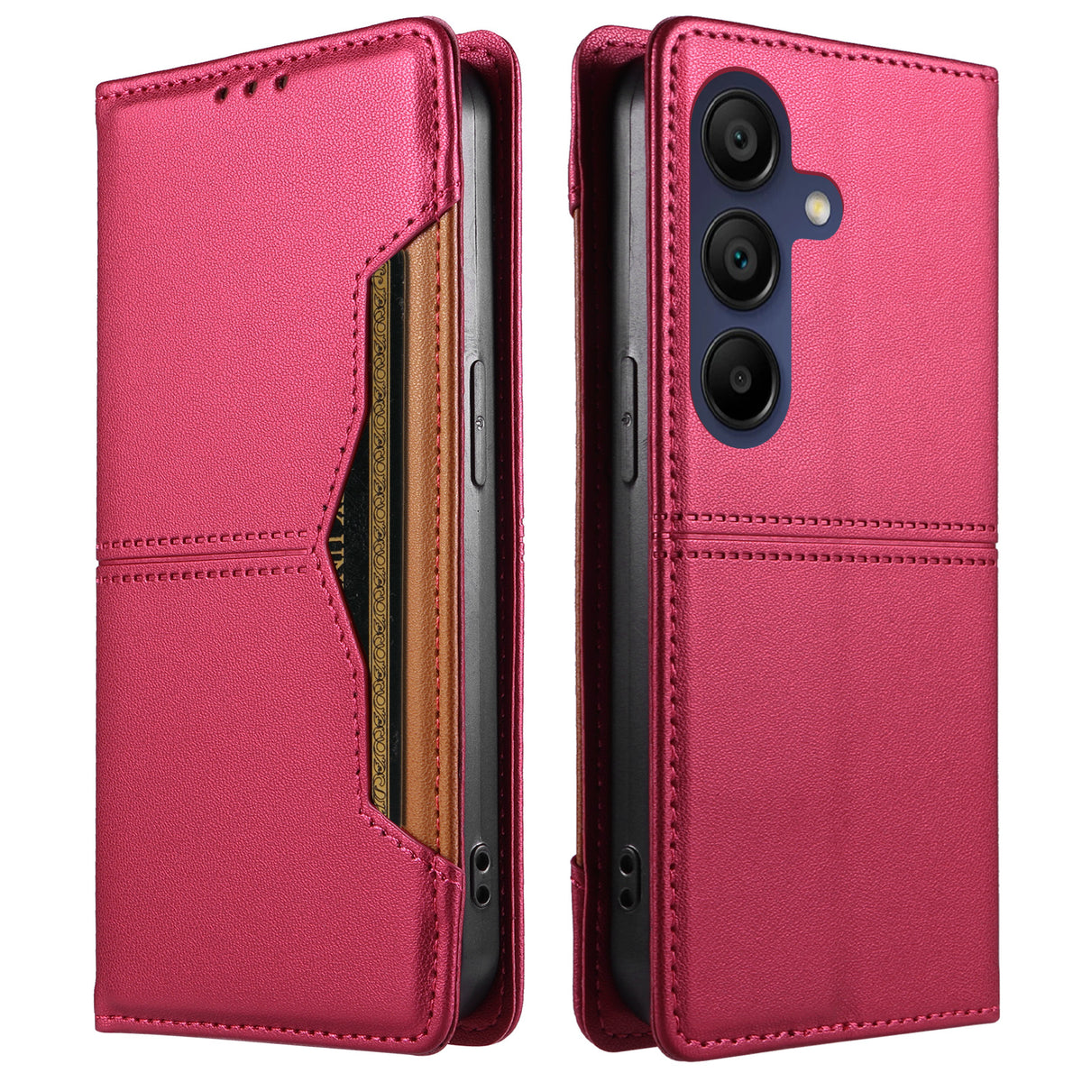 Samsung Galaxy A15 5G / Galaxy A15 4G Plånboksfodral Extern kortplats Magnetiskt stängande Lädermobilskal