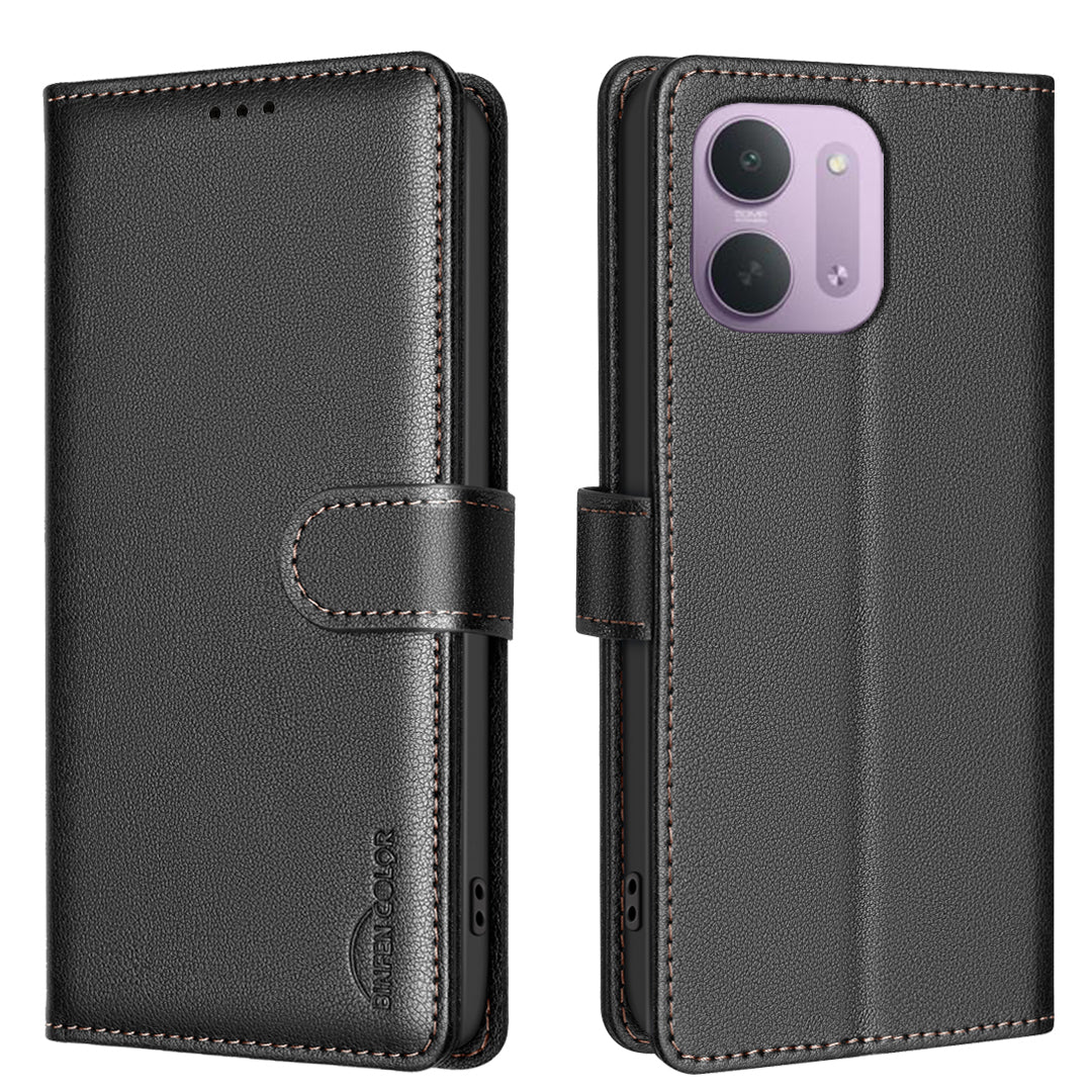 BINFEN COLOR for Xiaomi Redmi 15C 4G (Global) (171mm) / Xiaomi Poco C85 4G (171mm) / Xiaomi Redmi 17C 5G BF32 Leather Case Wallet RFID Blocking Phone Cover