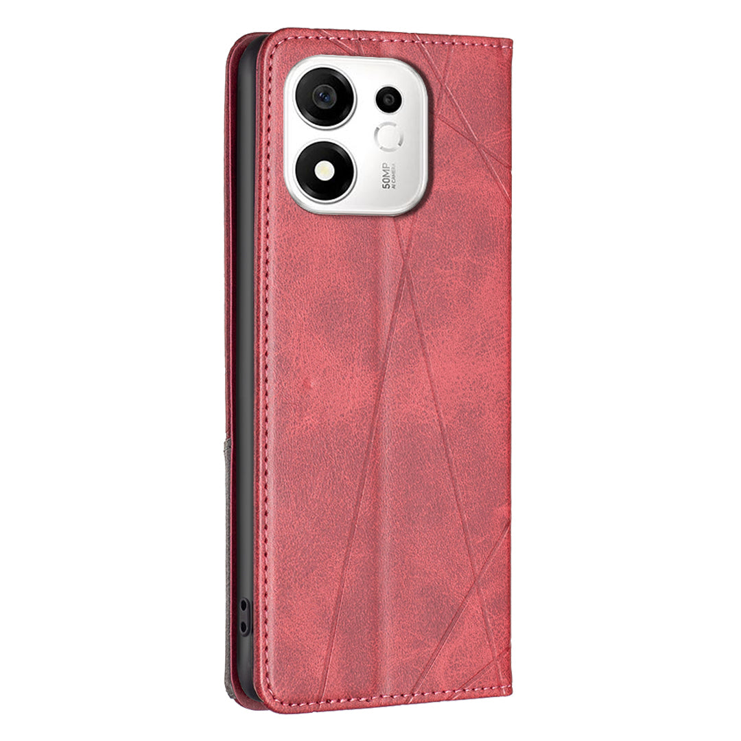 Til Honor X7e Plus 5G / Honor X7e Plus 4G / Honor 600 Smart 5G Etui Kortlommer Geometri Prægning Læder Telefoncover