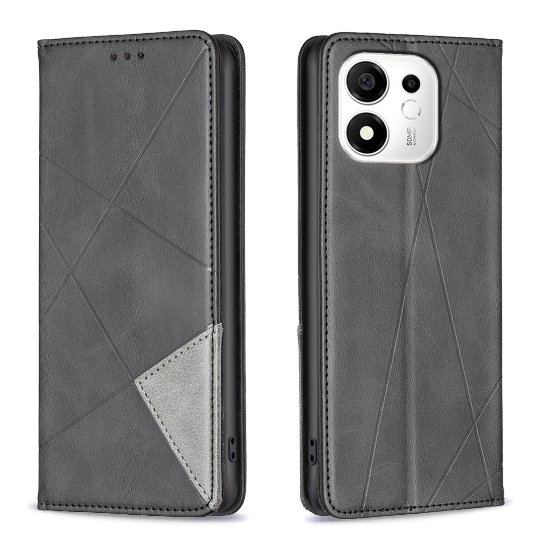 Til Honor X7e Plus 5G / Honor X7e Plus 4G / Honor 600 Smart 5G Etui Kortlommer Geometri Prægning Læder Telefoncover