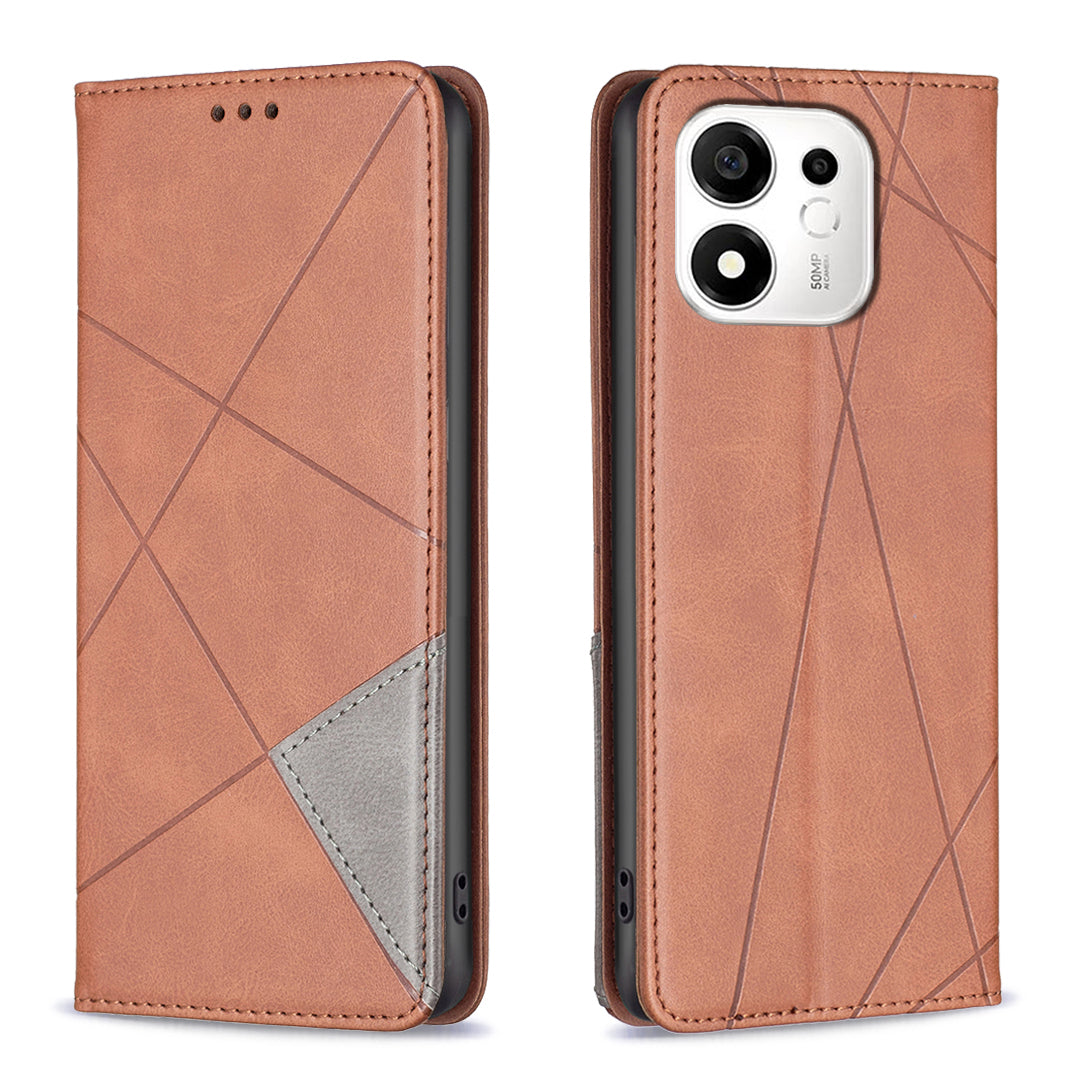 For Honor X7e Plus 5G / Honor X7e Plus 4G / Honor 600 Smart 5G Case Card Slots Geometry Imprint Leather Phone Cover