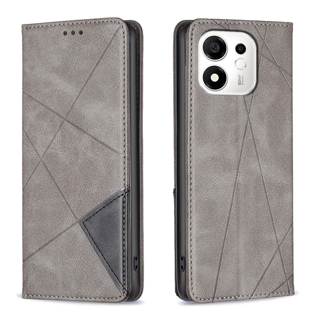 Til Honor X7e Plus 5G / Honor X7e Plus 4G / Honor 600 Smart 5G Etui Kortlommer Geometri Prægning Læder Telefoncover