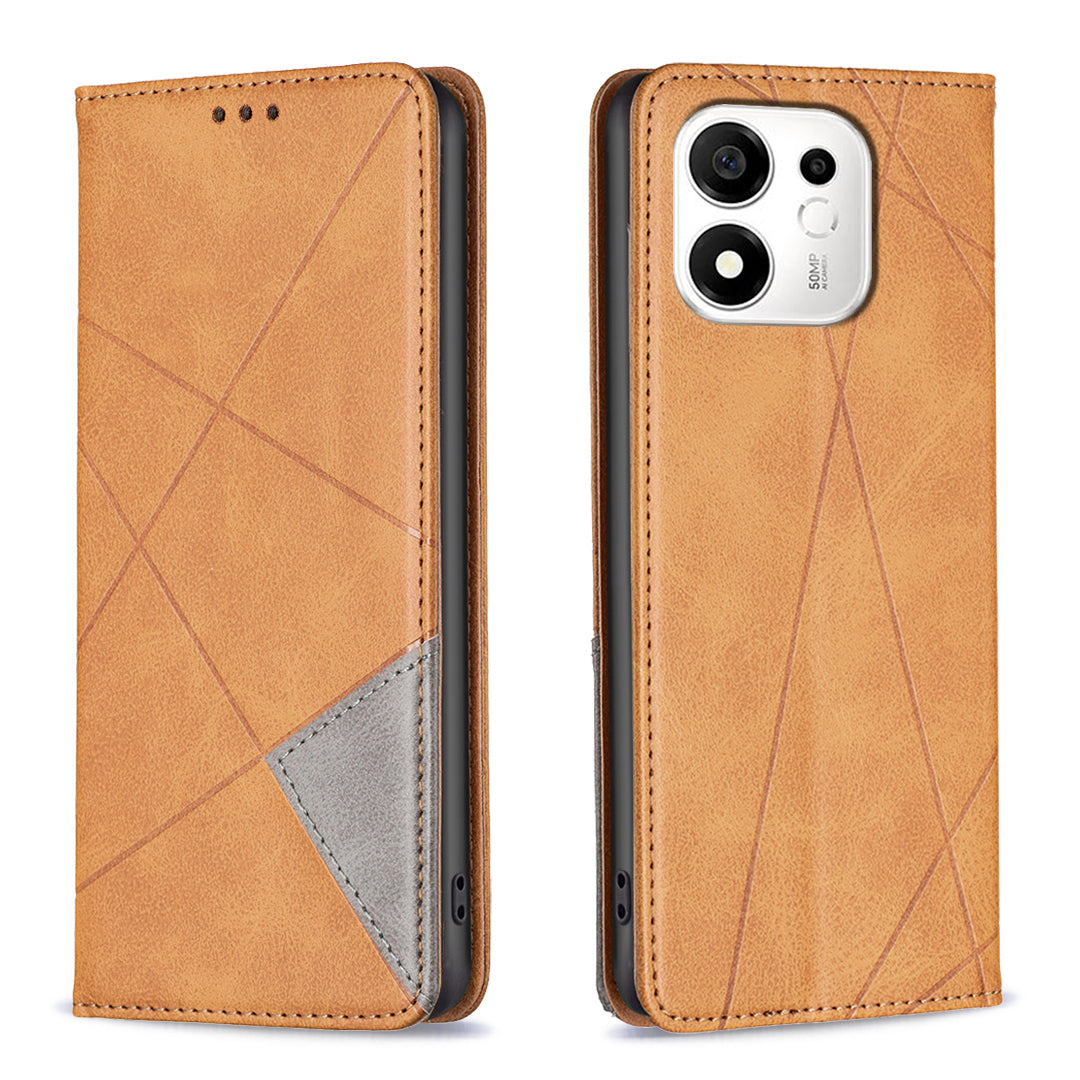 Til Honor X7e Plus 5G / Honor X7e Plus 4G / Honor 600 Smart 5G Etui Kortlommer Geometri Prægning Læder Telefoncover