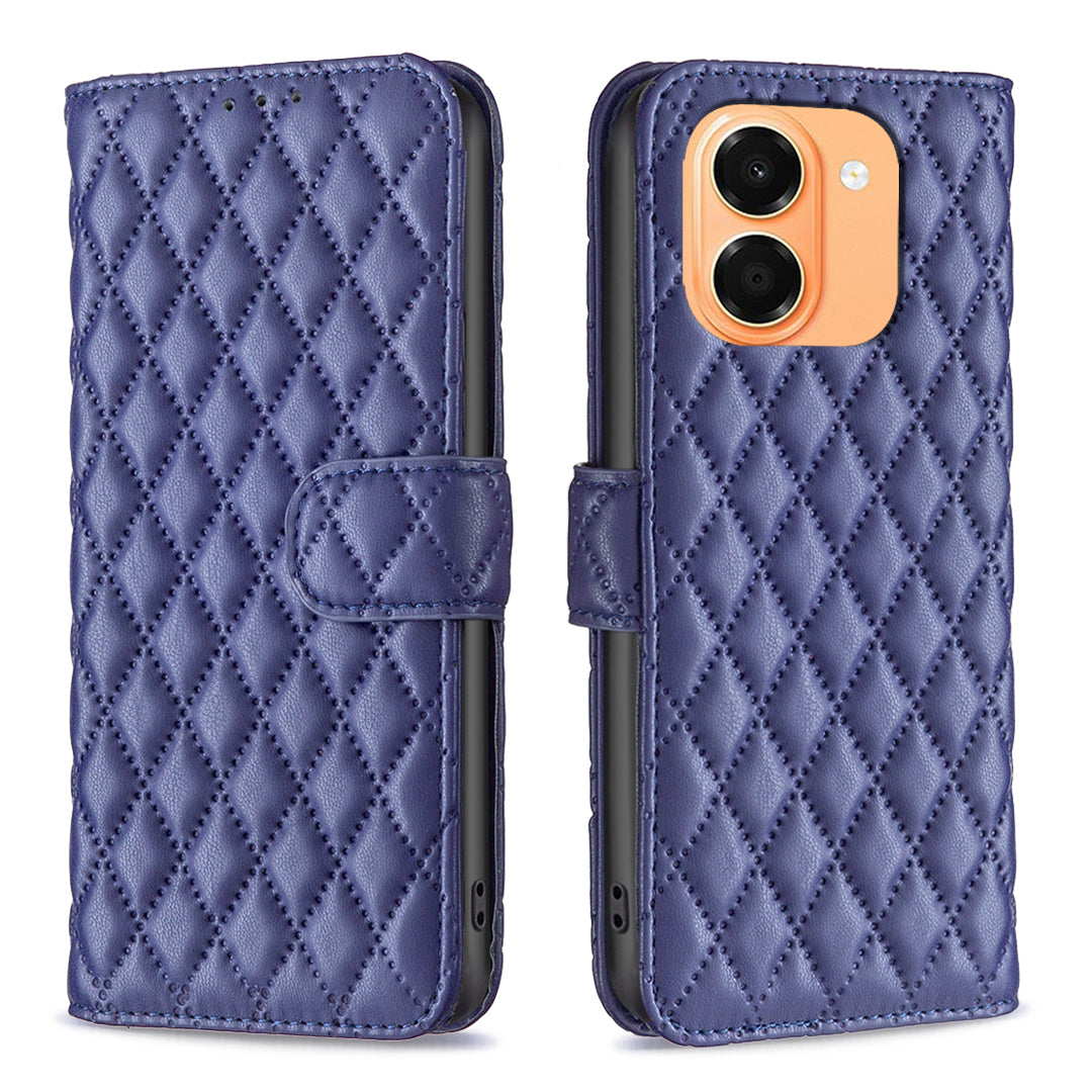 BINFEN COLOR för Honor X7e 4G / Honor X6e 4G BF Style-14 Skal Rhombus mobil Läderfodral Stativ