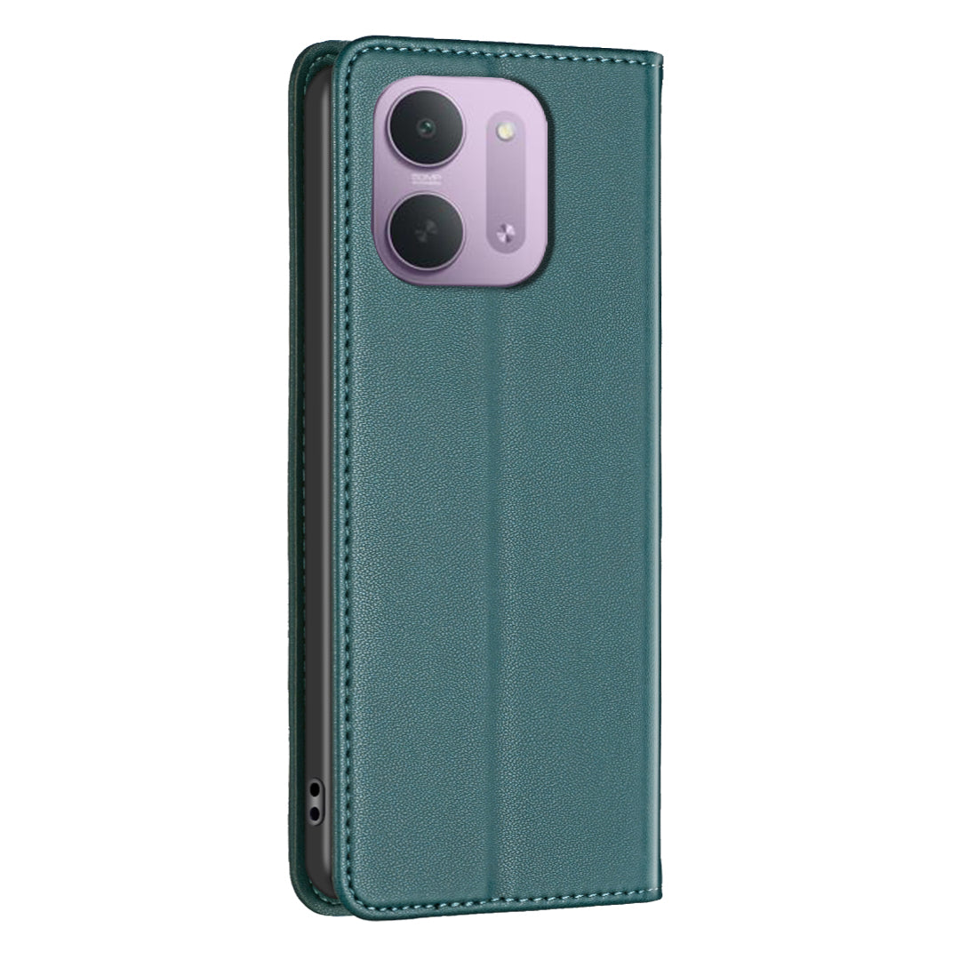 BINFEN COLOR til Xiaomi Redmi 15C 4G (Global) (171mm) / Xiaomi Poco C85 4G (171mm) / Xiaomi Redmi 17C 5G BF18 læderetui, mobilstativ med kortpladser