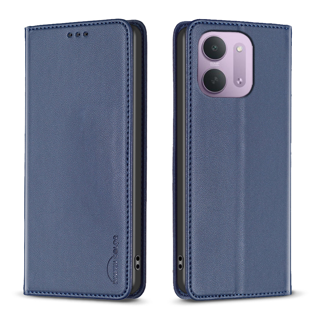 BINFEN COLOR til Xiaomi Redmi 15C 4G (Global) (171mm) / Xiaomi Poco C85 4G (171mm) / Xiaomi Redmi 17C 5G BF18 læderetui, mobilstativ med kortpladser