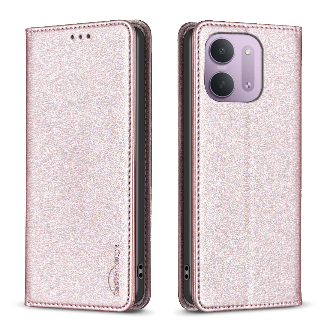 BINFEN COLOR til Xiaomi Redmi 15C 4G (Global) (171mm) / Xiaomi Poco C85 4G (171mm) / Xiaomi Redmi 17C 5G BF18 læderetui, mobilstativ med kortpladser