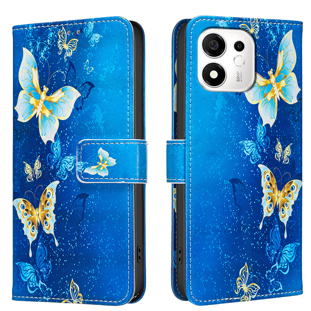 Til Honor X7e Plus 5G / Honor X7e Plus 4G / Honor 600 Smart 5G Etui Pung Stativ Mønsterprint Telefon Læder Cover