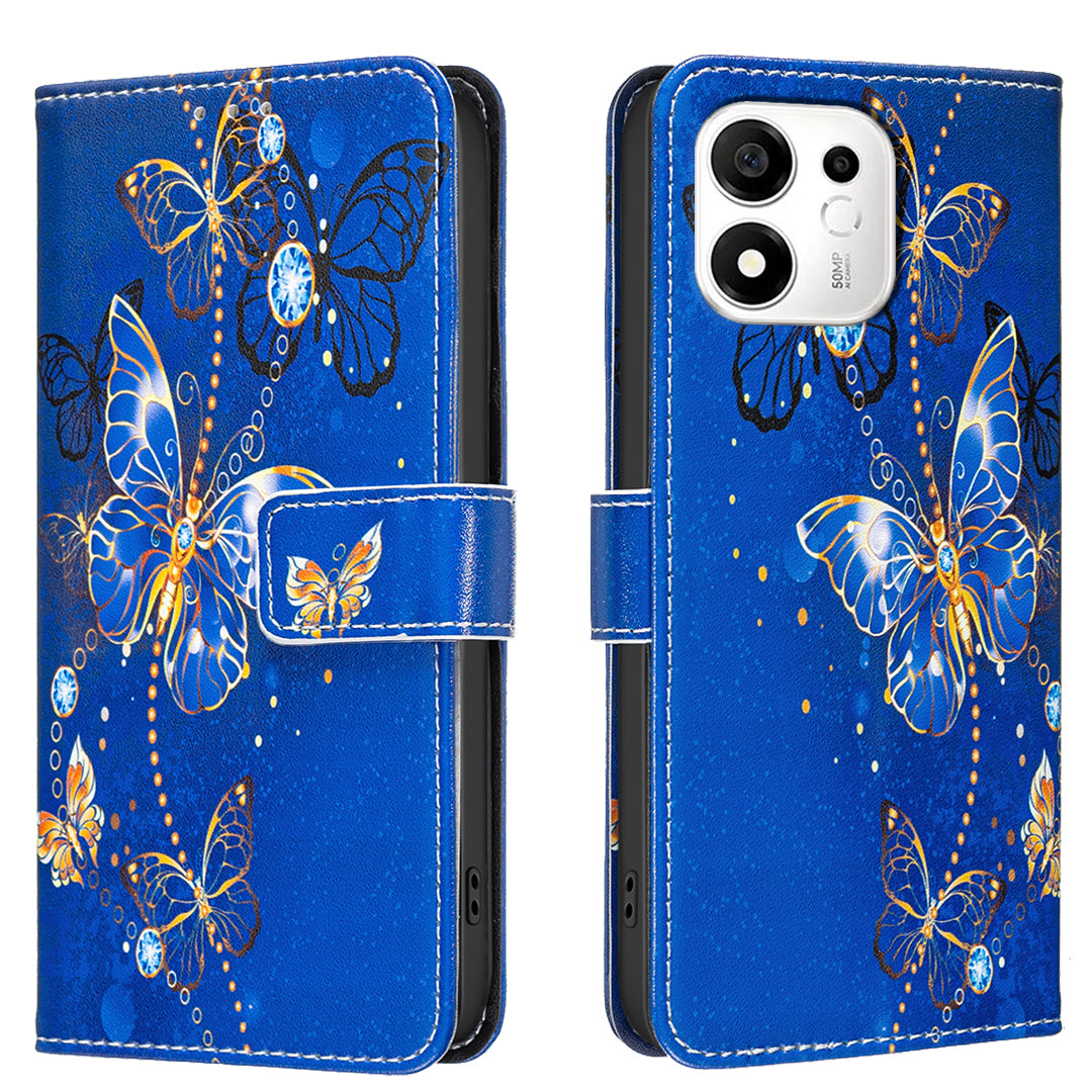 Til Honor X7e Plus 5G / Honor X7e Plus 4G / Honor 600 Smart 5G Etui Pung Stativ Mønsterprint Telefon Læder Cover