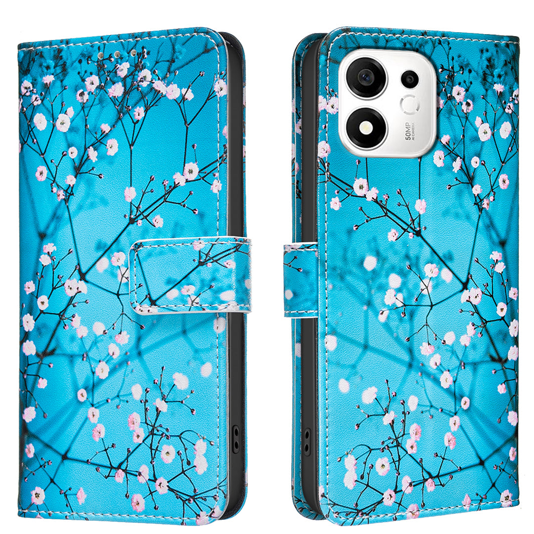 Til Honor X7e Plus 5G / Honor X7e Plus 4G / Honor 600 Smart 5G Etui Pung Stativ Mønsterprint Telefon Læder Cover